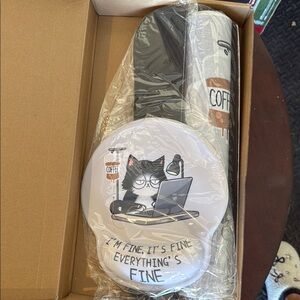 Cat Themed Office Set with Wrist Rest and Mouse Pad